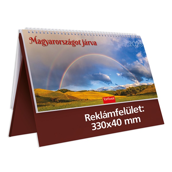 Asztali_naptar_kepes_TOPTIMER_T056_allo_feher_lapos_Magyarorszagot_jarva_bordo_2023_-i704371.jpg