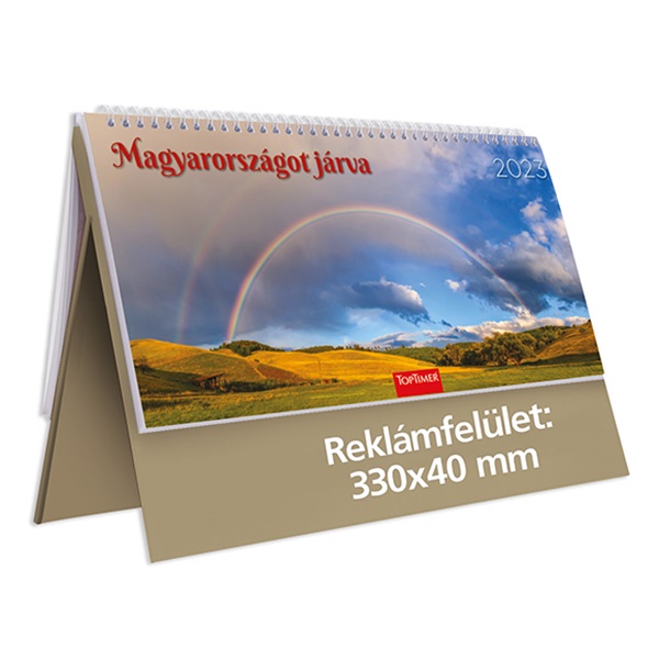 Asztali_naptar_kepes_TOPTIMER_T056_allo_feher_lapos_Magyarorszagot_jarva_bezs_2023_-i704376.jpg