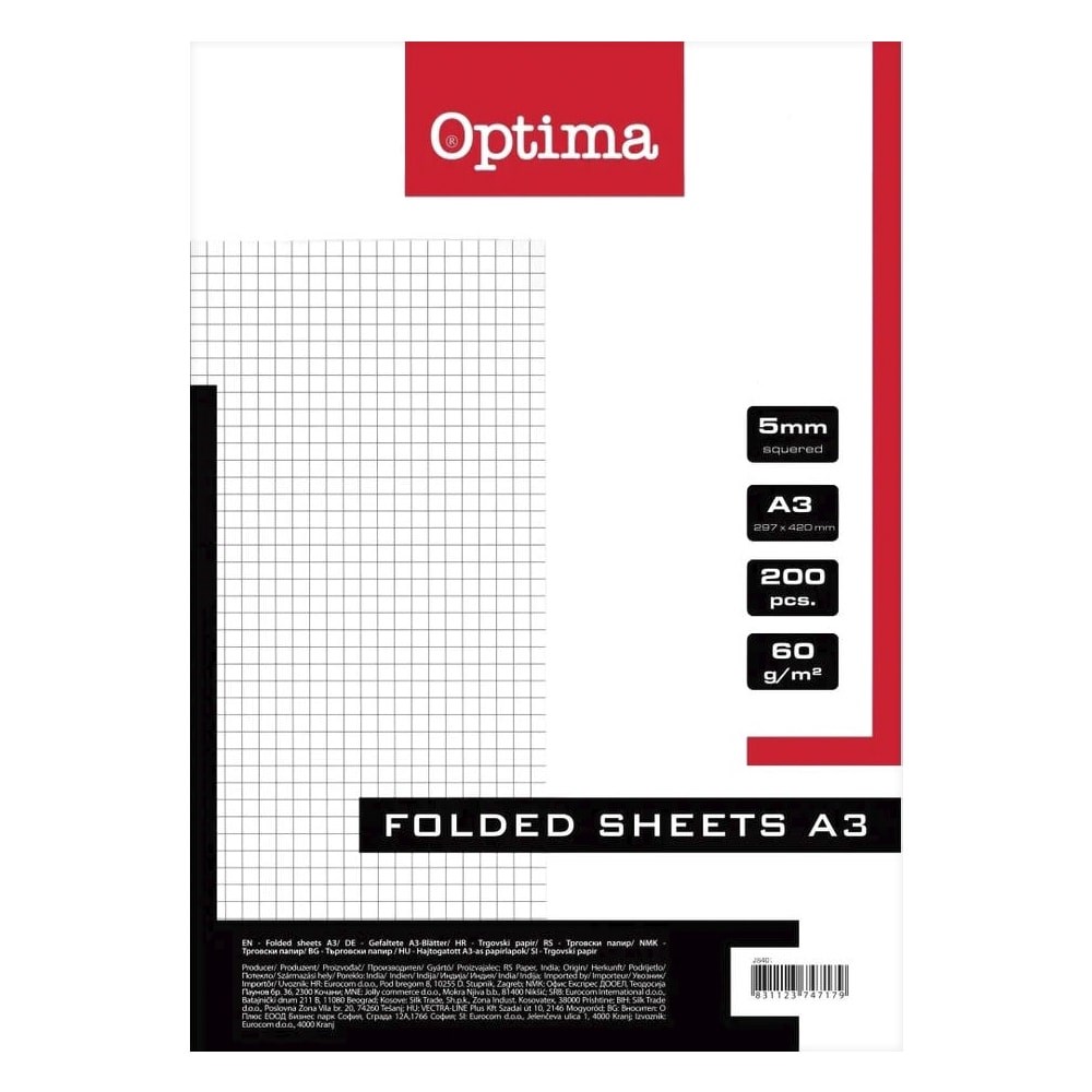 Rovatolt ív OPTIMA A/3 kockás 60 g 200 íves