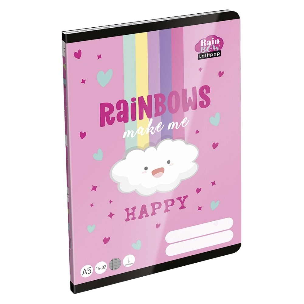 Füzet vonalas LIZZYSULI A/5 32 lapos 14-32 1.osztályos Lollipop Rainbow