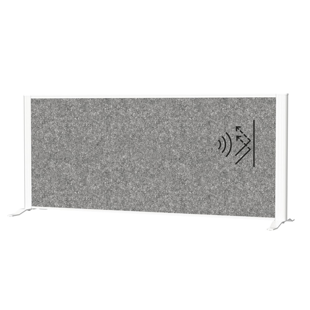Térelválasztó MAUL asztali szürke zajfogó fehér kerettel talppal 120x50 cm
