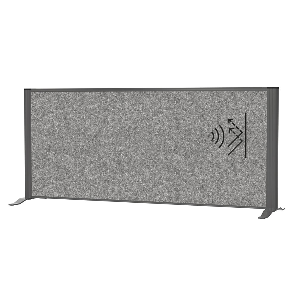 Térelválasztó MAUL asztali szürke zajfogó antracit kerettel talppal 120x50 cm