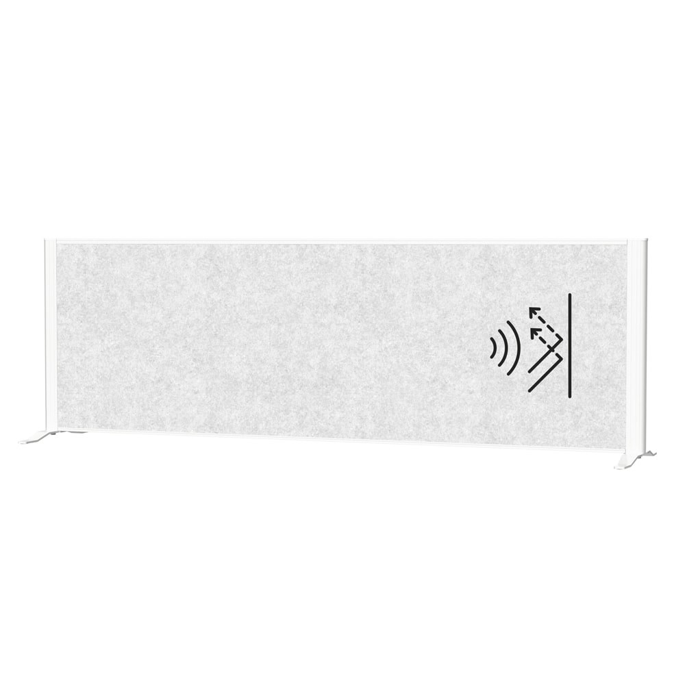 Térelválasztó MAUL asztali világosszürke zajfogó fehér kerettel talppal 160x50 cm