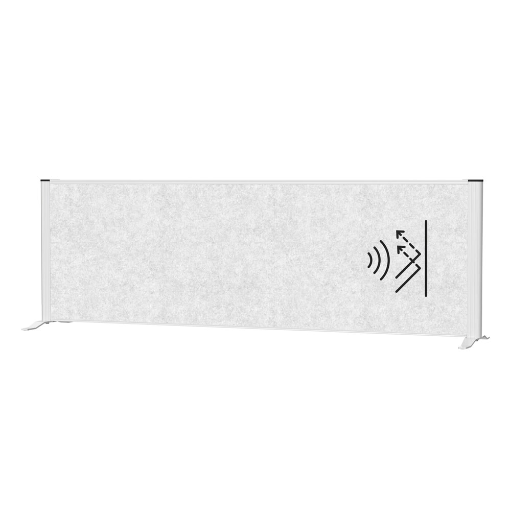 Térelválasztó MAUL asztali világosszürke zajfogó ezüst kerettel talppal 160x50 cm