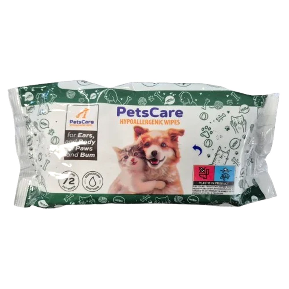 Nedves törlőkendő PETS CARE Kisállat Fül- és test 72 db