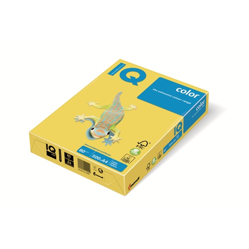 Fénymásolópapír színes IQ Color A/4 80 gr intenzív sárga IG50 500 ív/csomag