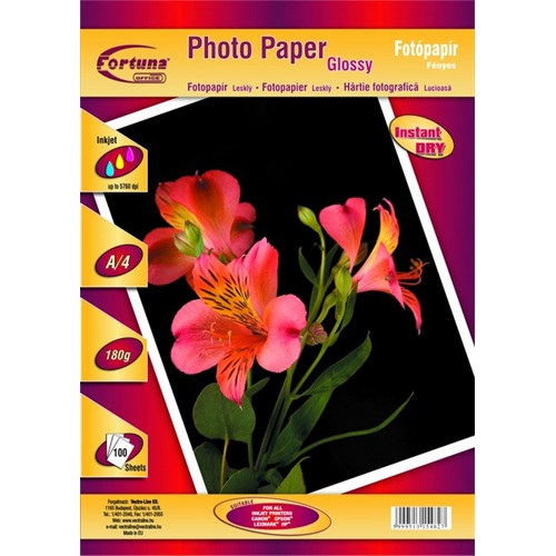 Fotópapír FORTUNA A/4 inkjet fényes 180 gr 100 ív/csomag