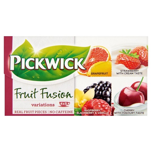 Gyümölcstea PICKWICK Fruit Fusion piros variációk cseresznye-áfonya-eper-citrus-bodza-krémes eper 20 filter/doboz