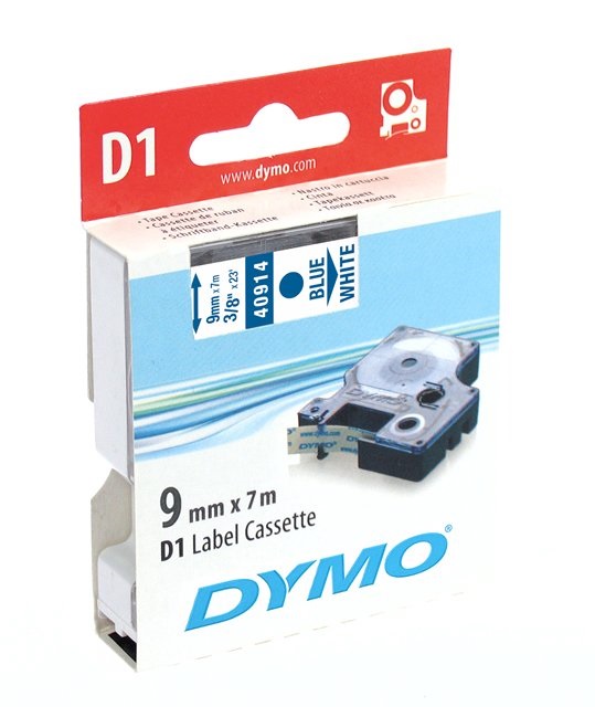 Feliratozó szalag DYMO D1 9mm x 7m fehér alapon kék írásszín