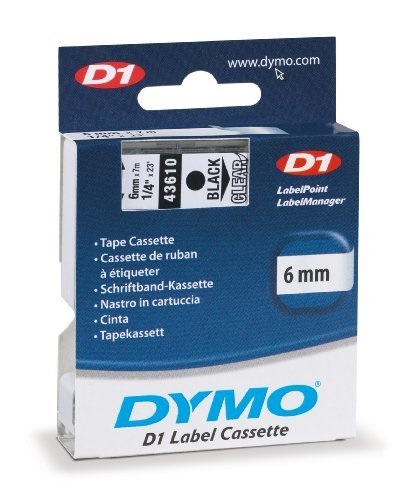 Feliratozó szalag DYMO D1 6mm x 7m átlátszó alapon fekete írásszín