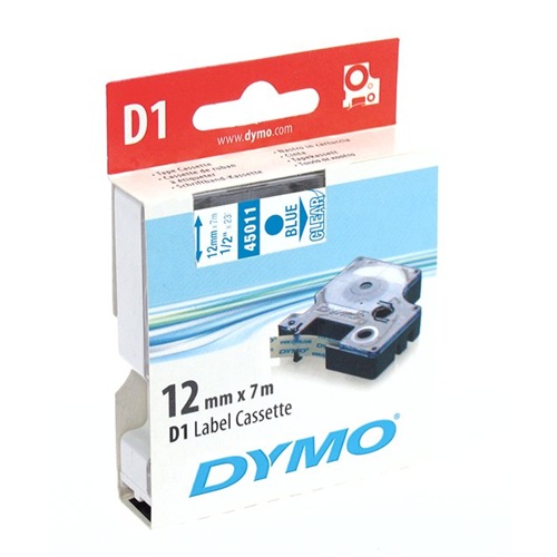 Feliratozó szalag DYMO D1 12mm x 7m átlátszó alapon kék írásszín