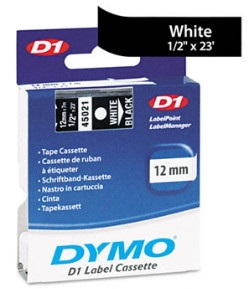 Feliratozó szalag DYMO D1 12mm x 7m fekete alapon fehér írásszín