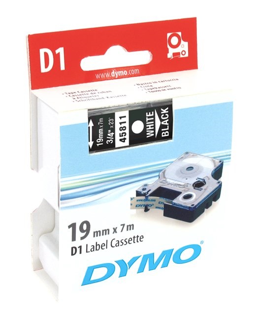 Feliratozó szalag DYMO D1 19mm x 7m fekete alapon fehér írásszín