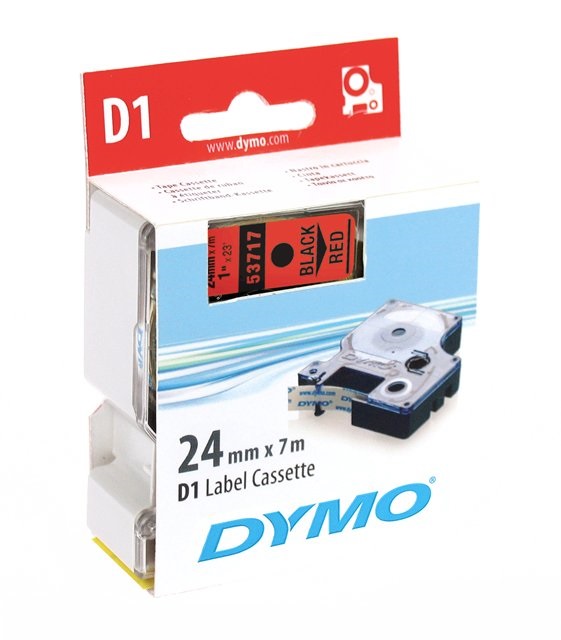 Feliratozó szalag DYMO D1 24mm x 7m piros alapon fekete írásszín