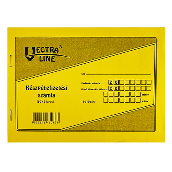 Nyomtatvány készpénzfizetési számla VECTRALINE A/5 fekvő 50x3 lapos 1 áfás