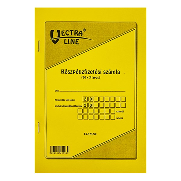 Nyomtatvány készpénzfizetési számla VECTRALINE A/5 álló 50x3 lapos 1 áfás