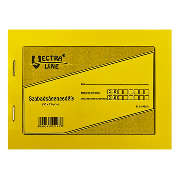 Nyomtatvány szabadságengedély VECTRALINE A/6 fekvő 50x2 lapos