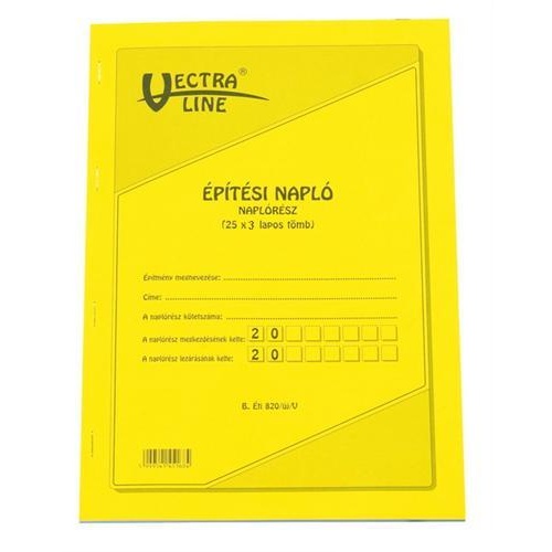 Nyomtatvány építési napló VECTRA-LINE A/4 25x3 álló pótlapokkal