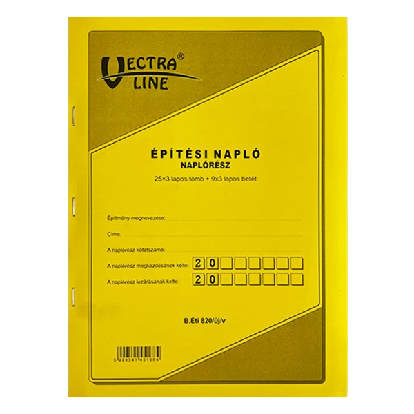 Nyomtatvány építési napló VECTRALINE A/4 álló 25x3 lapos pótlapokkal