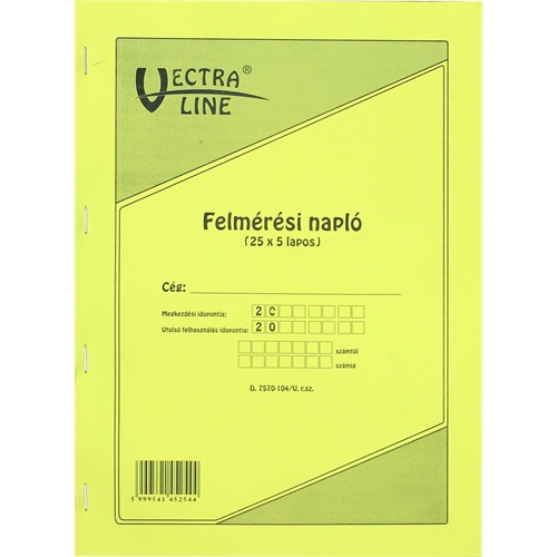 Nyomtatvány felmérési napló VECTRA-LINE A/4 25x5 vegykezelt