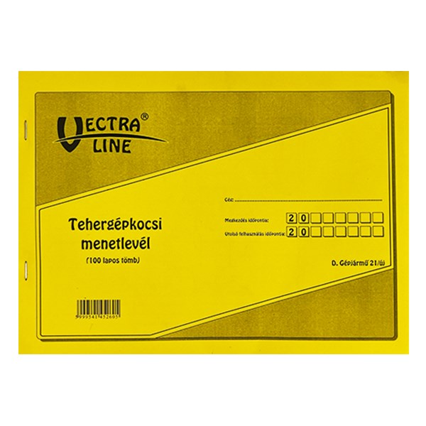 Nyomtatvány tehergépkocsi menetlevél VECTRALINE A/4 fekvő 100 lapos