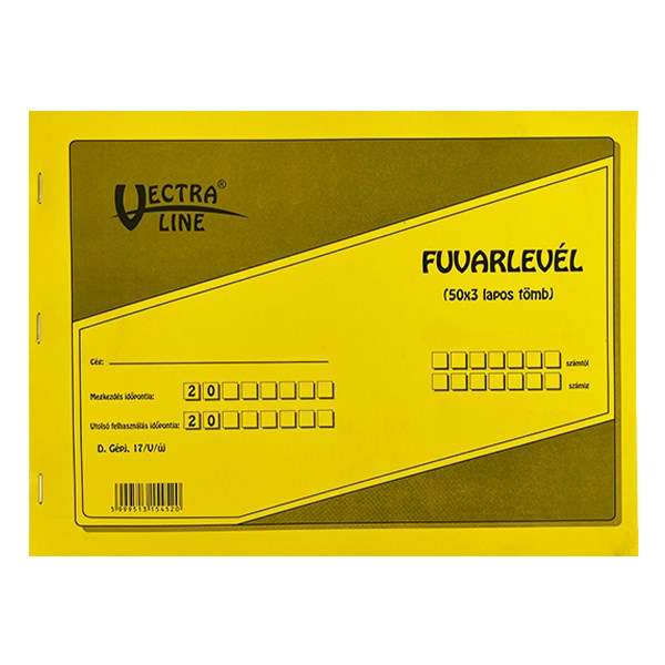 Nyomtatvány fuvarlevél VECTRALINE A/4 fekvő 50x3 lapos