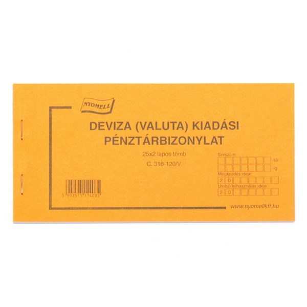 Nyomtatvány deviza kiadási bizonylat 25x2