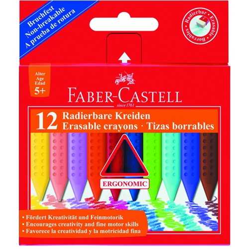 Zsírkréta FABER-CASTELL Grip radírozható 12db-os készlet