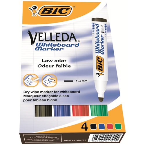 Táblamarker BIC Velleda 1701 kerek 4db-os készlet