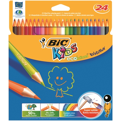 Színes ceruza BIC Kids Evolution hatszögletű környezetbarát 24 db/készlet