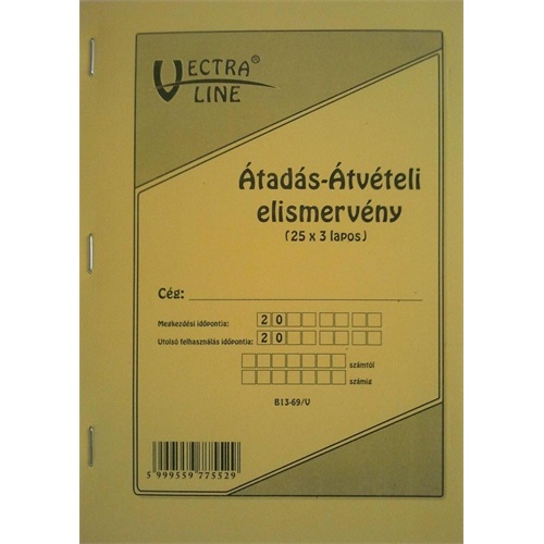 Nyomtatvány átadás-, átvételi elismervény VECTRA-LINE 25x3