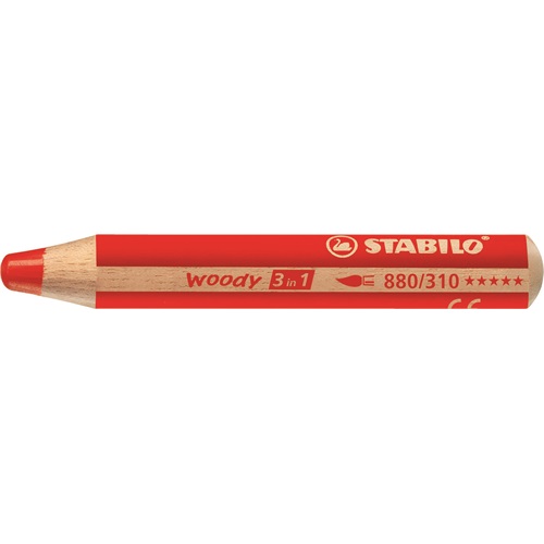 Színes ceruza STABILO Woody 3in1 hengeres vastag piros