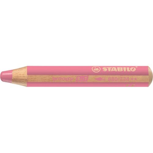 Színes ceruza STABILO Woody 3in1 hengeres vastag rózsaszín