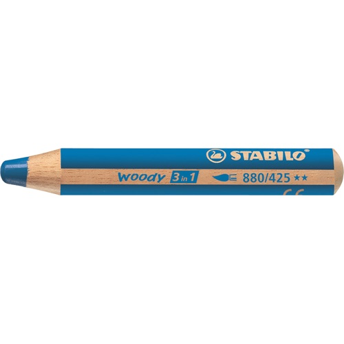 Színes ceruza STABILO Woody 3in1 hengeres vastag kék