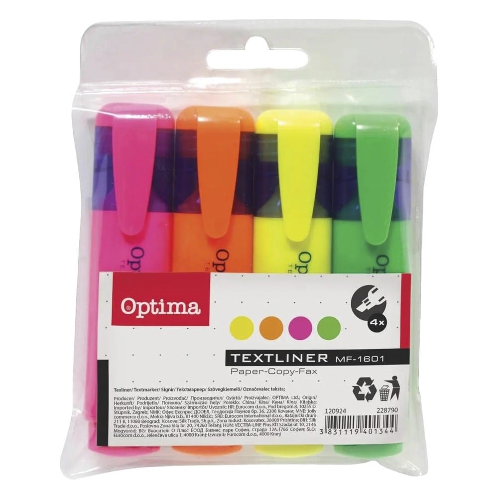 Szövegkiemelő készlet OPTIMA 4 darabos