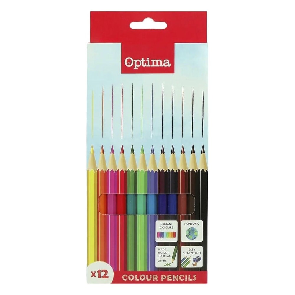 Színes ceruza OPTIMA hatszögletű 12 darabos készlet