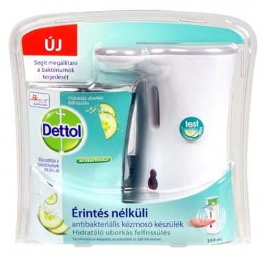 Érintés nélküli antibakteriális kézmosó készülék+utántöltő DETTOL aloe verás 250ml