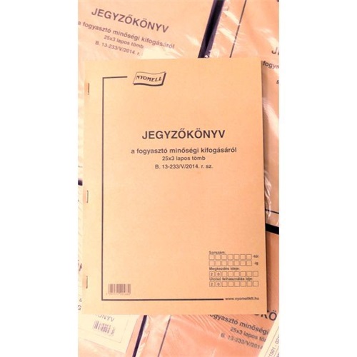 Nyomtatvány jegyzőkönyv a fogyasztói minőségi kifogásról VECTRA-LINE A/4 25x3  álló