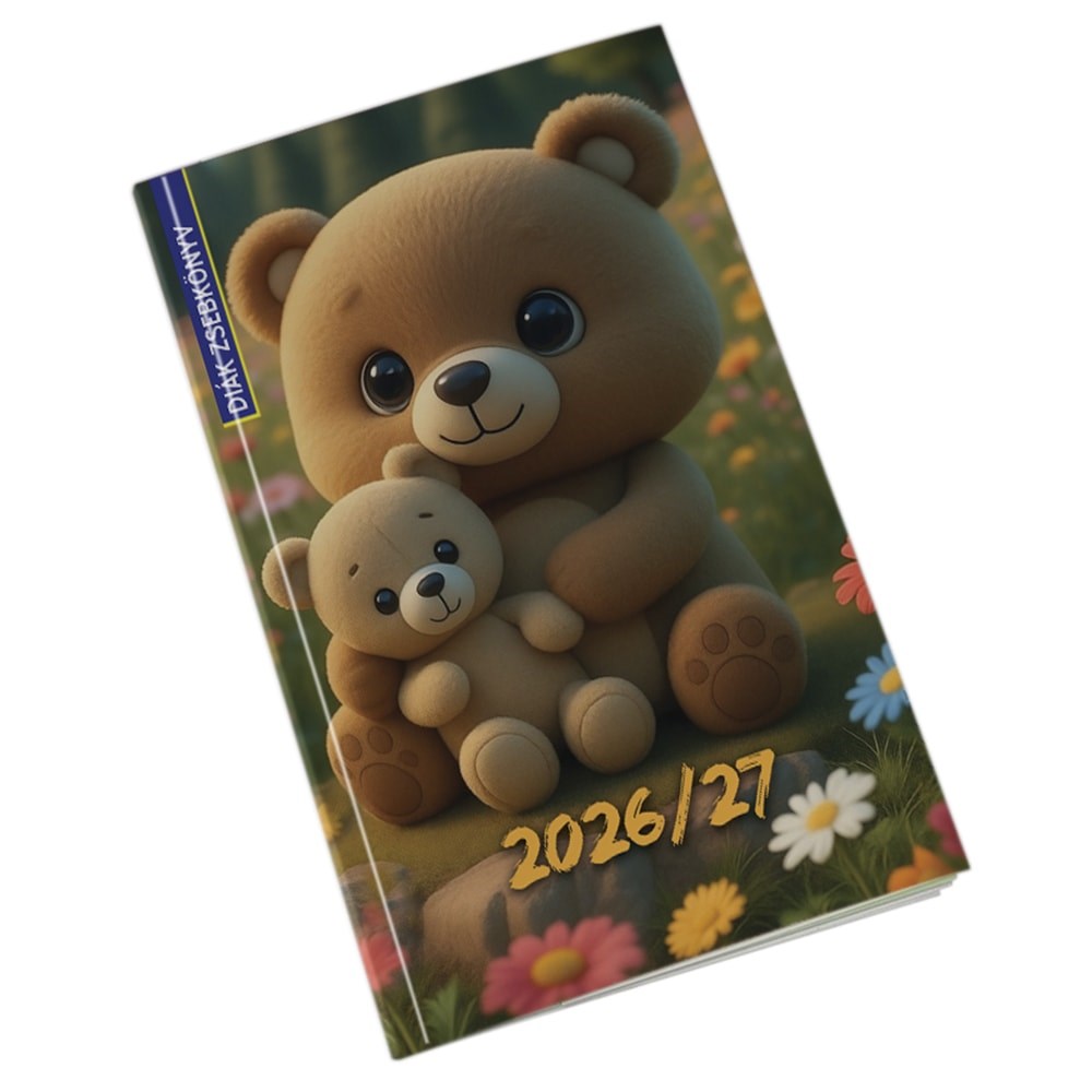 Diák zsebkönyv REALSYSTEM papírborító 125x205mm mackó 2026-2027