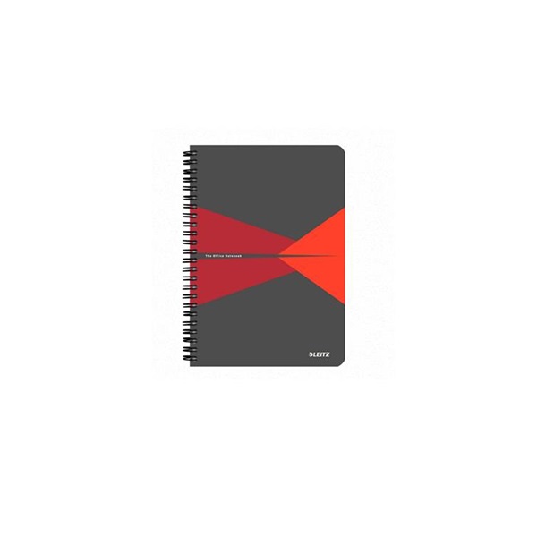 Spirálfüzet LEITZ Office A/5 PP borítóval 90 lapos vonalas piros