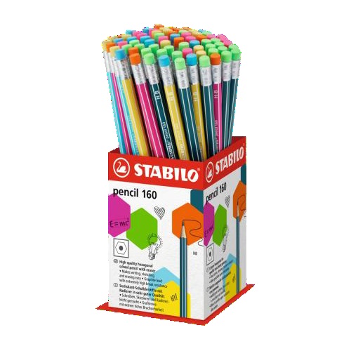 Grafitceruza display STABILO Pencil 160 HB hatszögletű radíros 72 db-os