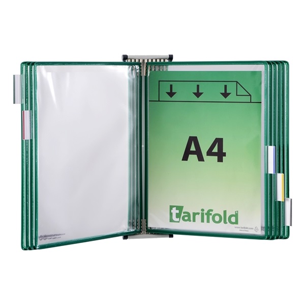 Bemutatótábla TARIFOLD zöld + 1db fali tartó