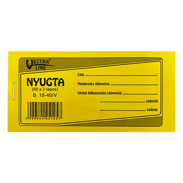 Nyomtatvány nyugta VECTRALINE 50x2 lapos 1 soros 20 darabos