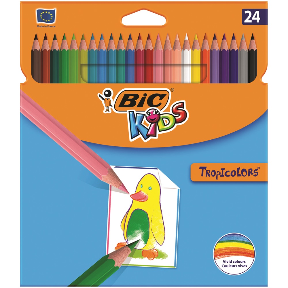 Színes ceruza BIC Kids Tropicolors hatszögletű 24 db/készlet