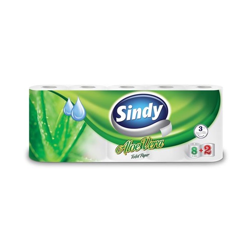 Toalettpapír SINDY Aloe Vera 3 rétegű 8+2 tekercs