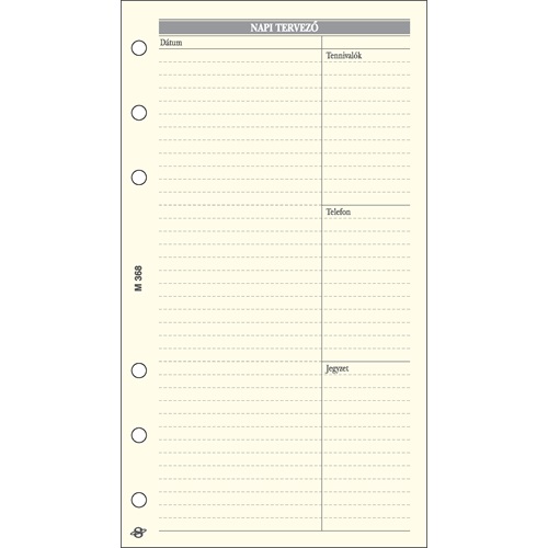 Gyűrűs kalendárium betét SATURNUS M368 bianco napi tervező sárga lapos