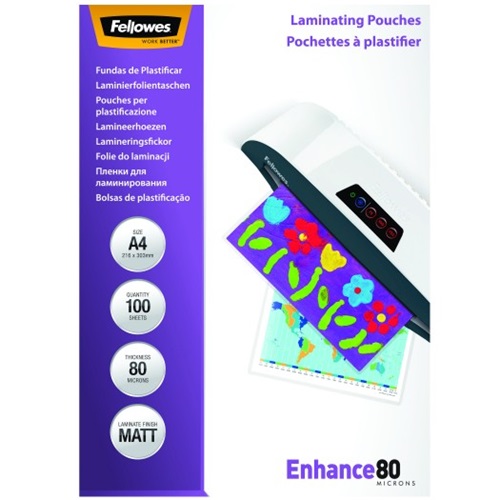 Lamináló fólia FELLOWES A/4 80 mikron matt 100/csom