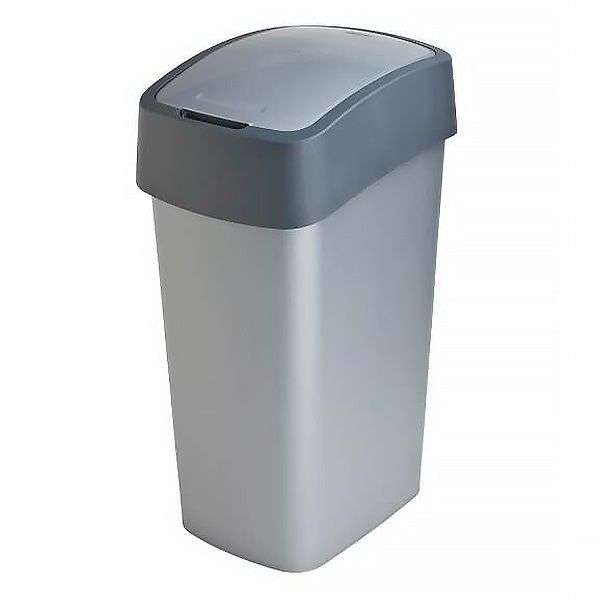 Szemetes billenő fedeles CURVER Pacific Flip Bin 45L grafit-alumínium ezüst