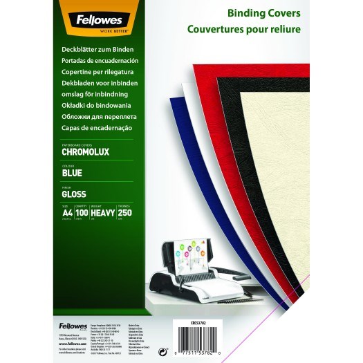 Hátlap FELLOWES Chromolux A/4 250 g fényes kék 100/csom