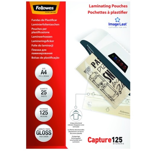 Lamináló fólia FELLOWES A/4 125 mikron fényes 25/csom